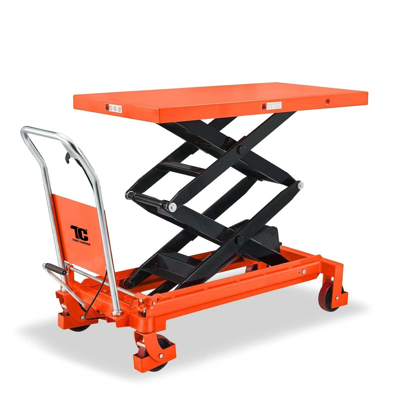 Hydraulic Double Scissor Lift Table Cart 1760 lbs Capacity, 59" Extended Table Height, T-2010