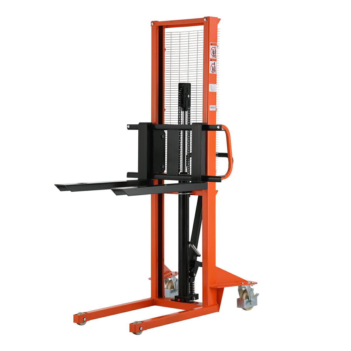 Gerbeur manuel de 1 100 lb – Fourches réglables – Pieds fixes – Hauteur de levage de 63 po