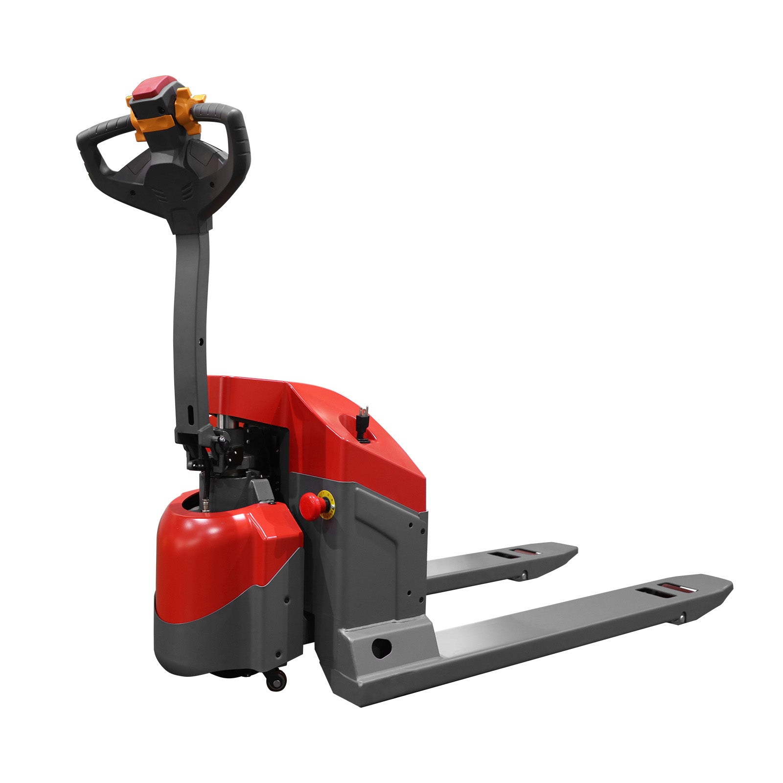 Transpaleta eléctrica de 3300-4400 lb de capacidad con horquillas de 48" de largo x 27" de ancho, alimentada por batería de gel