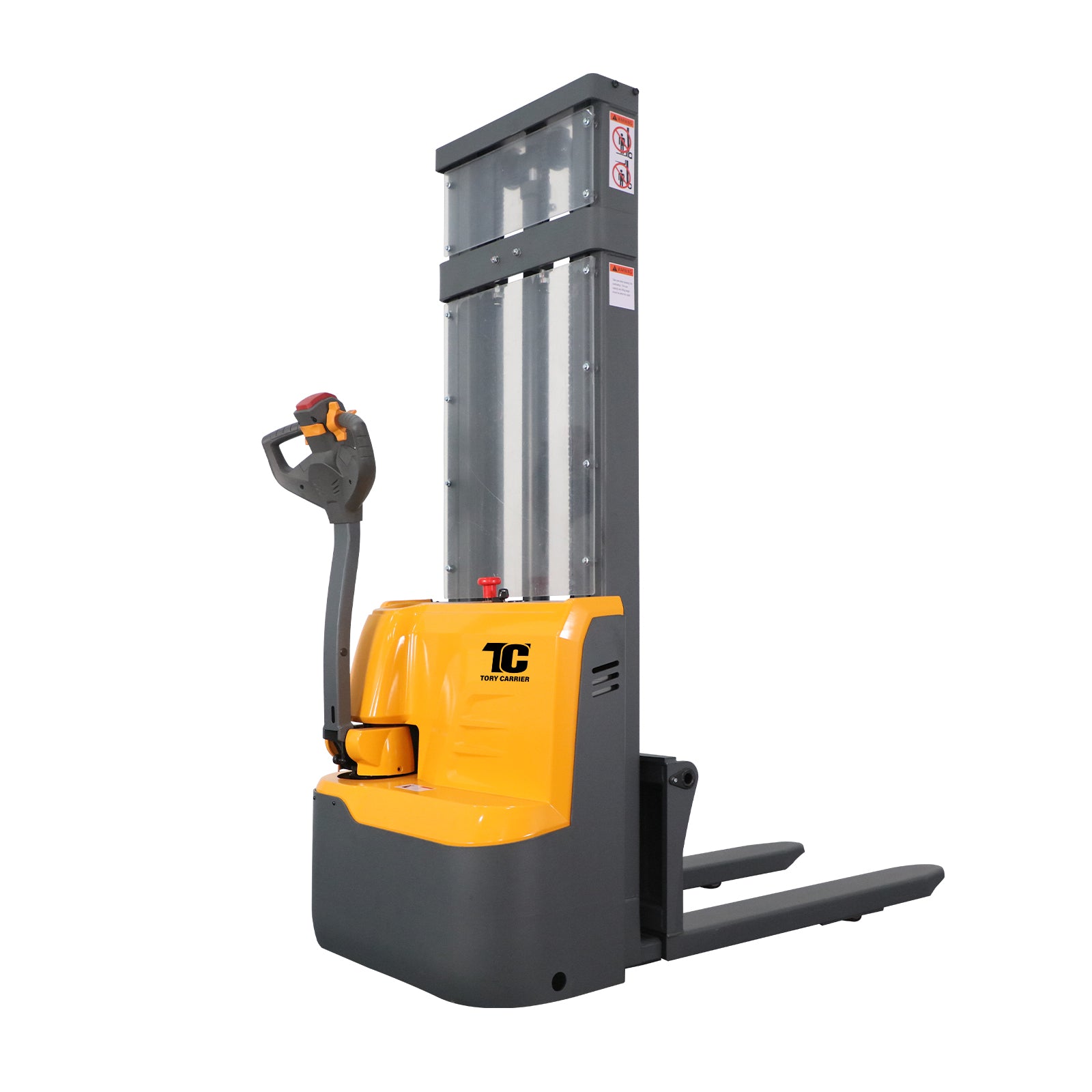 3300 lb Full Electric Fixed-Leg Stacker, 118" Lift Height, Adjustable Forks, A-3053