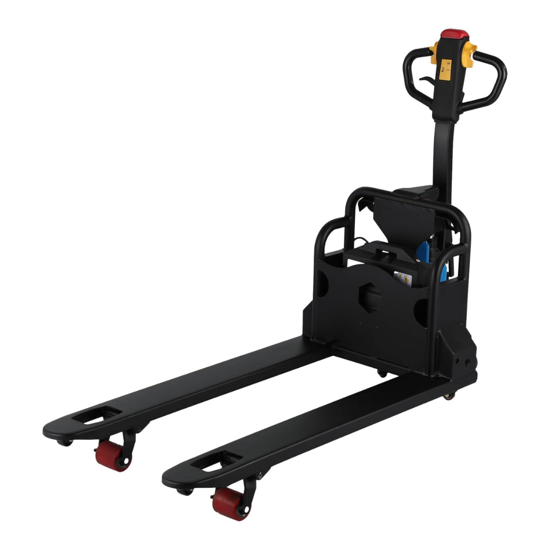 Transpaleta eléctrica de 3300/4400 lb de capacidad con horquillas de 48" de largo x 27" de ancho, diseño liviano con batería de litio