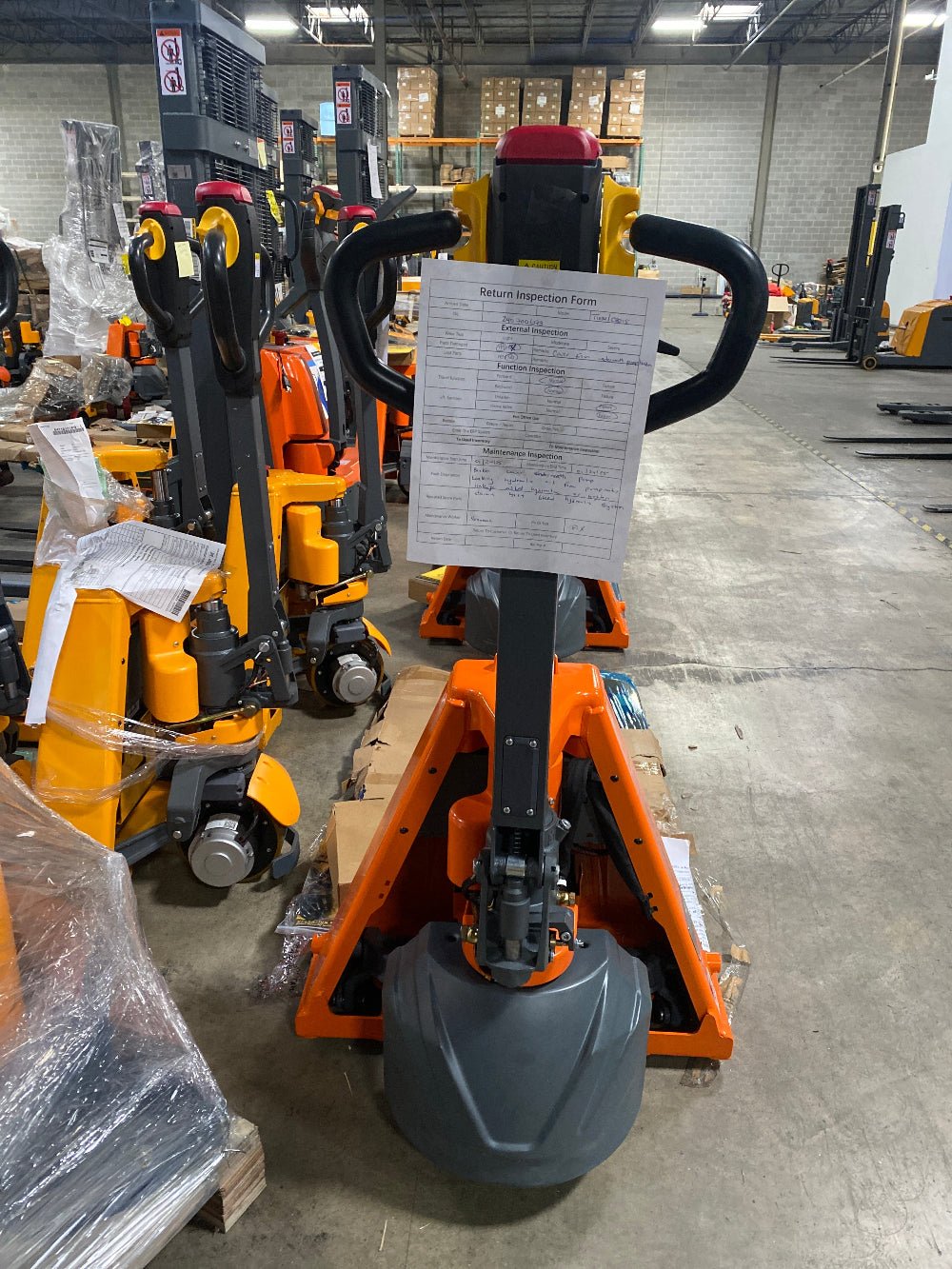 Used Lithium Full Electric Pallet Jack 3300 lb Cap. 27"W x 48"L Forks