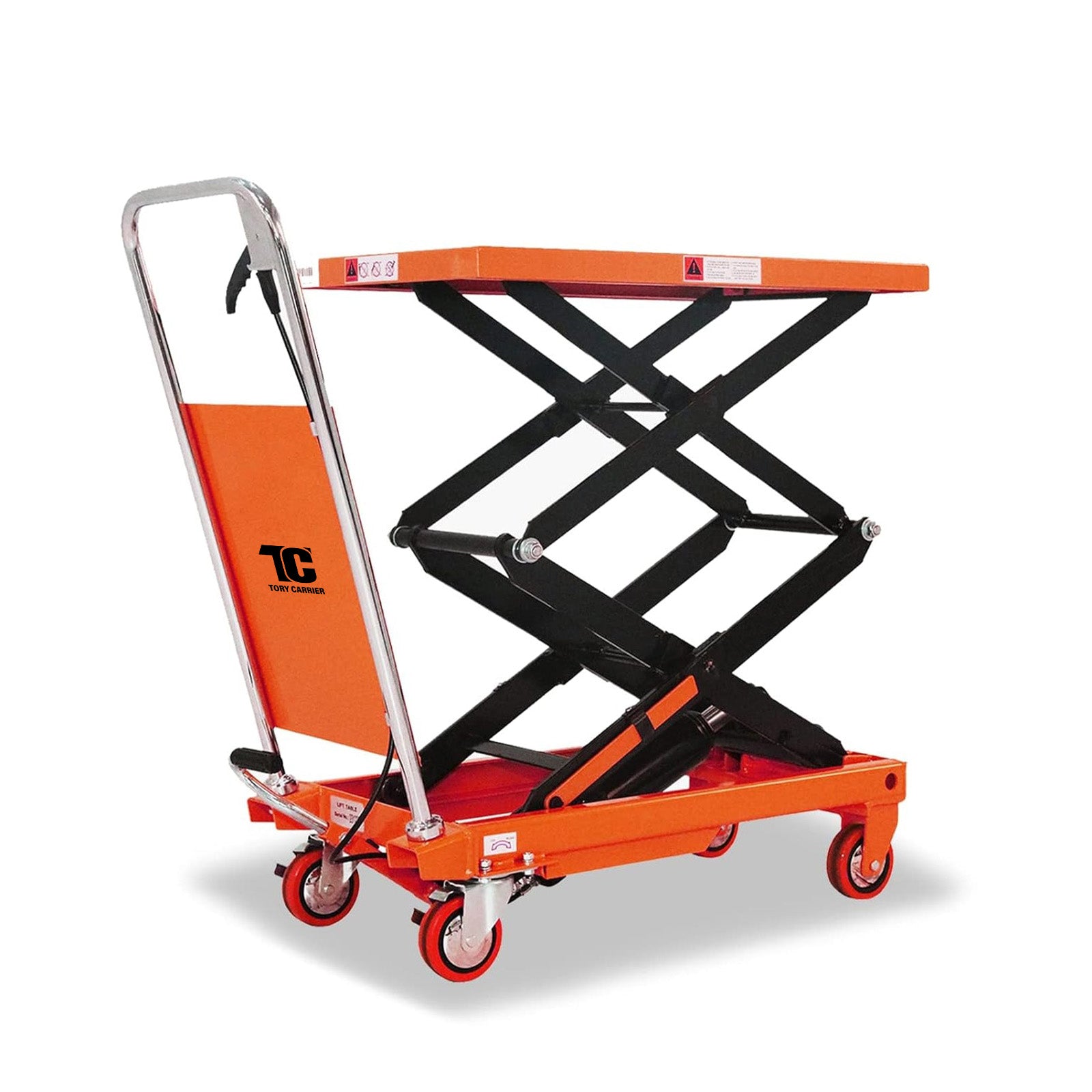Hydraulic Double Scissor Lift Table Cart 330 lbs Capacity, 43.3" Extended Table Height, T-2003