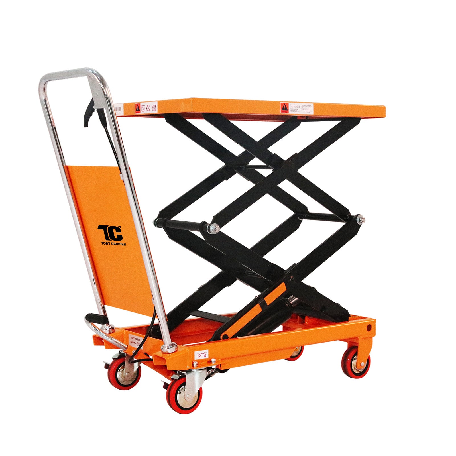 Hydraulic Double Scissor Lift Table Cart 770 lbs Capacity, 51" Extended Table Height, T-2007