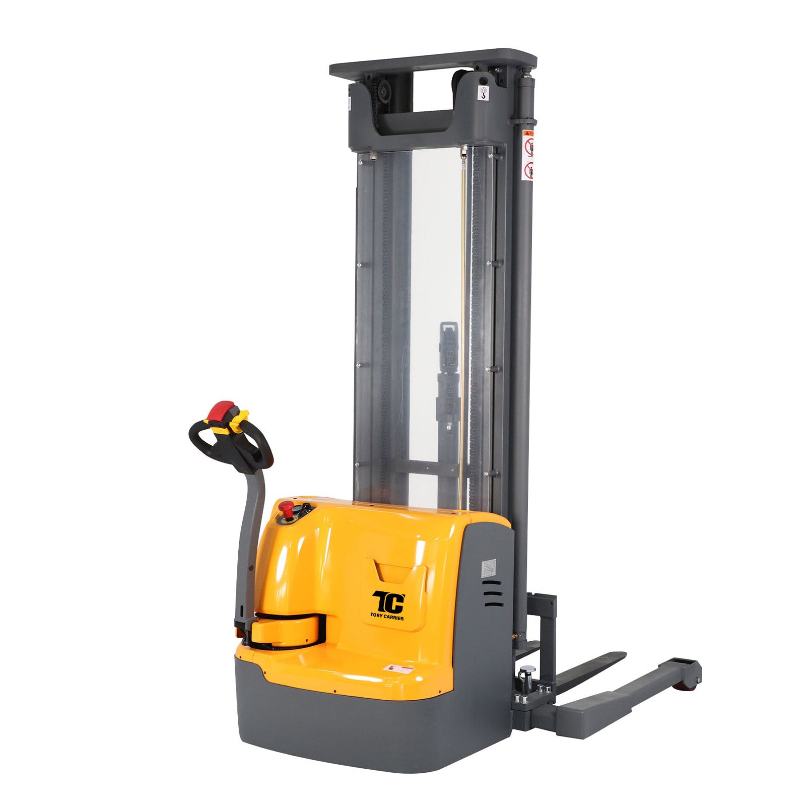 3300lbs Full Electric Walkie Stacker, 177"–220" Lift Height, Adjustable Legs & Forks