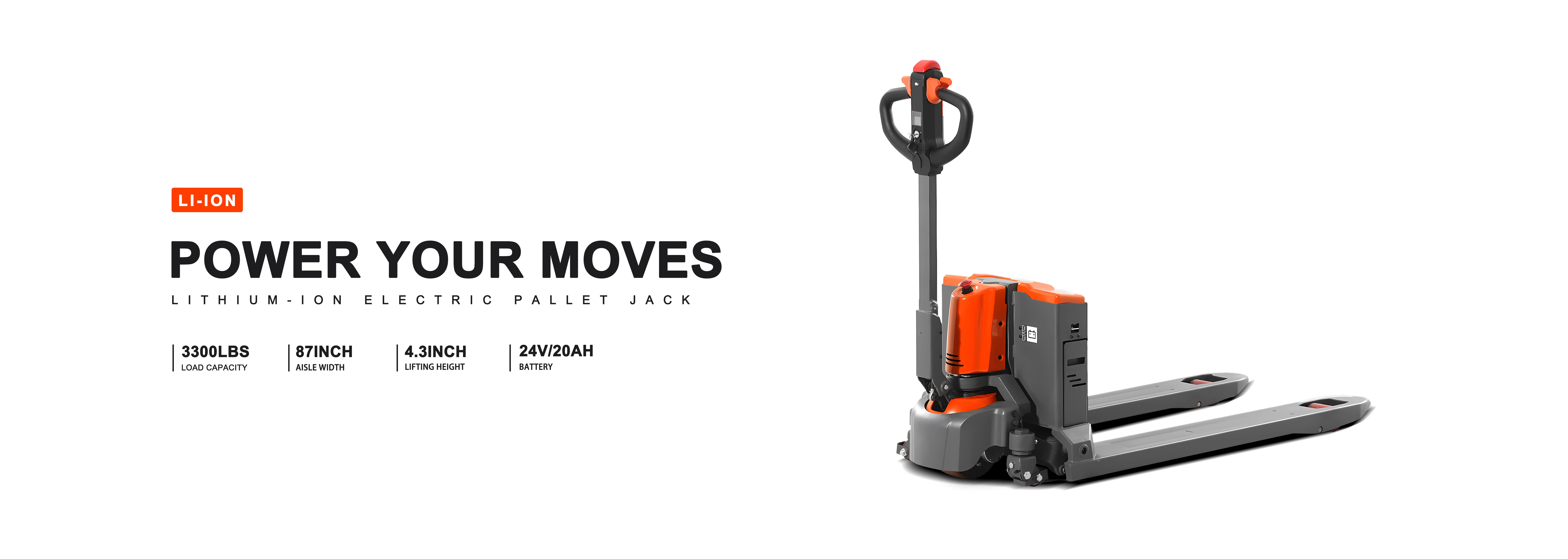 APOLLOLIFT Semi-Electric Pallet Stacker – 3300lbs Capacity, 118" Lift Height, Fixed Leg, 12V/100AH Battery