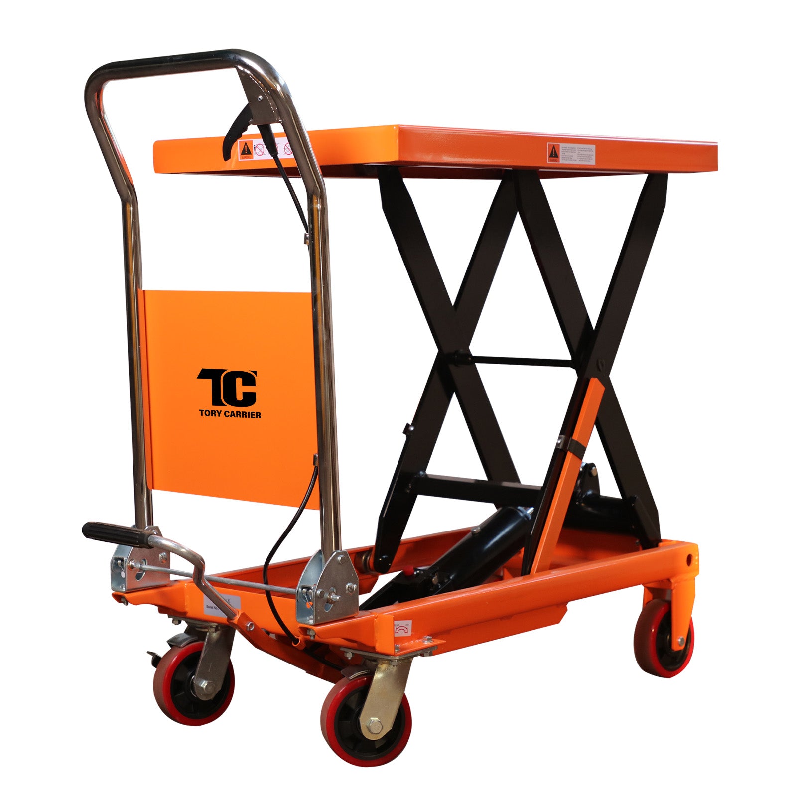 Hydraulic Manual Scissor Lift Table Cart 1100 lbs Capacity, 35.4" Extended Table Height, T-2002