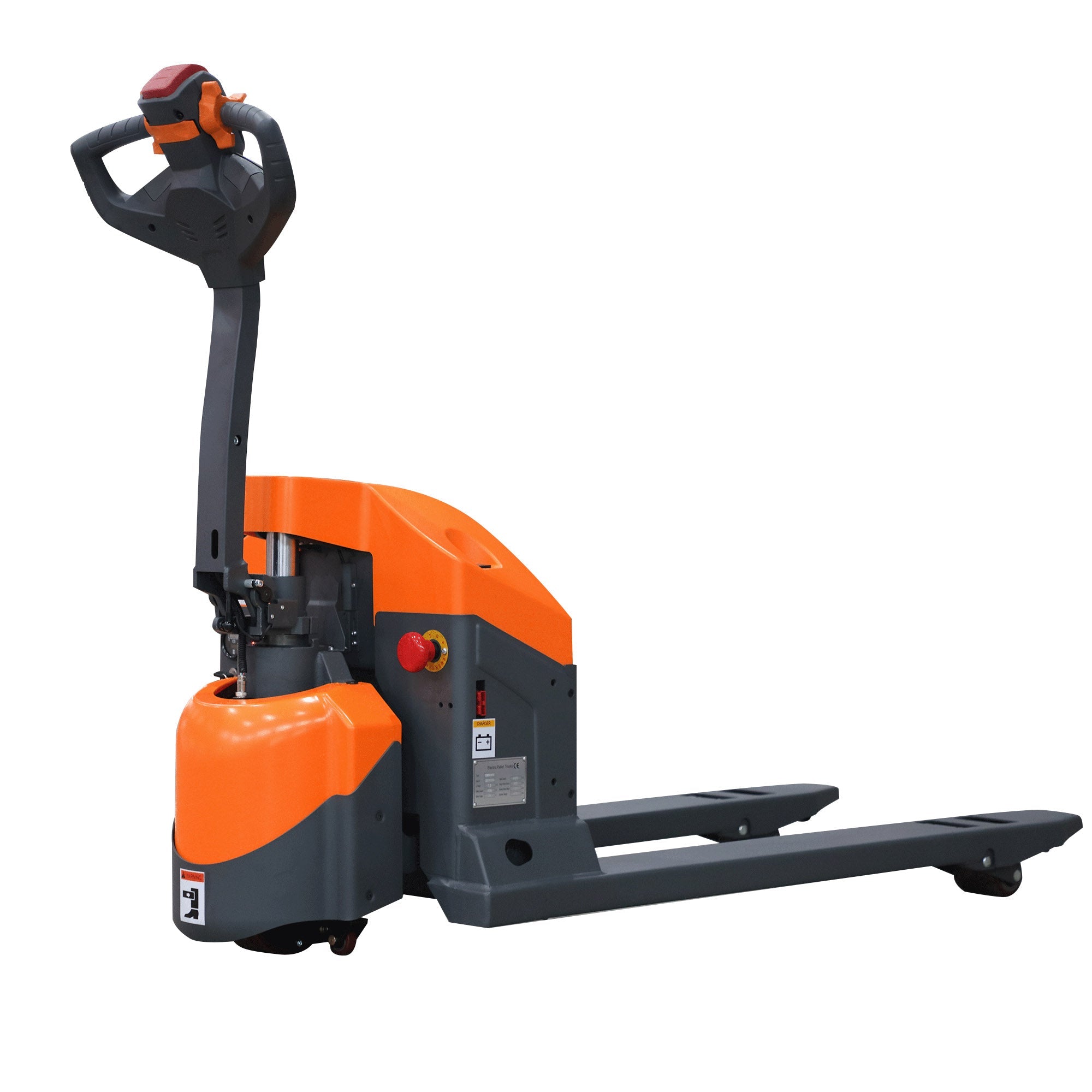 Front view of 3300lbs electric pallet jack with 48x27 inch forks – Tory Carrier T-1029