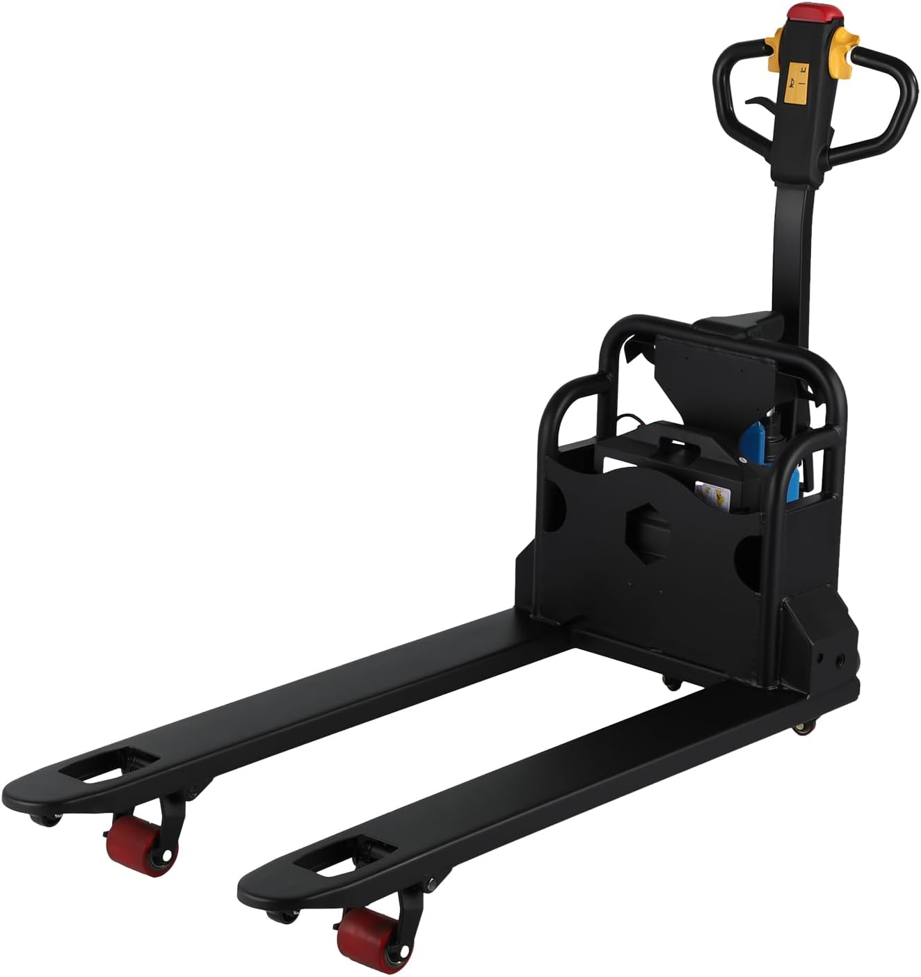 Transpaleta eléctrica de 3300/4400 lb de capacidad con horquillas de 48" de largo x 27" de ancho, diseño liviano con batería de litio