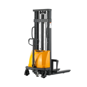 Semi-Electric Stacker – 3300 lb Capacity, 118" Lift Height, Fixed Legs with Adjustable Forks