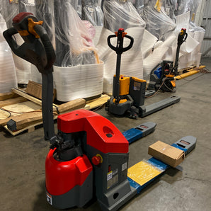 Used Electric Pallet Jack 4400 lb Capacity with 48"L x 27"W Forks Gel Battery Powered