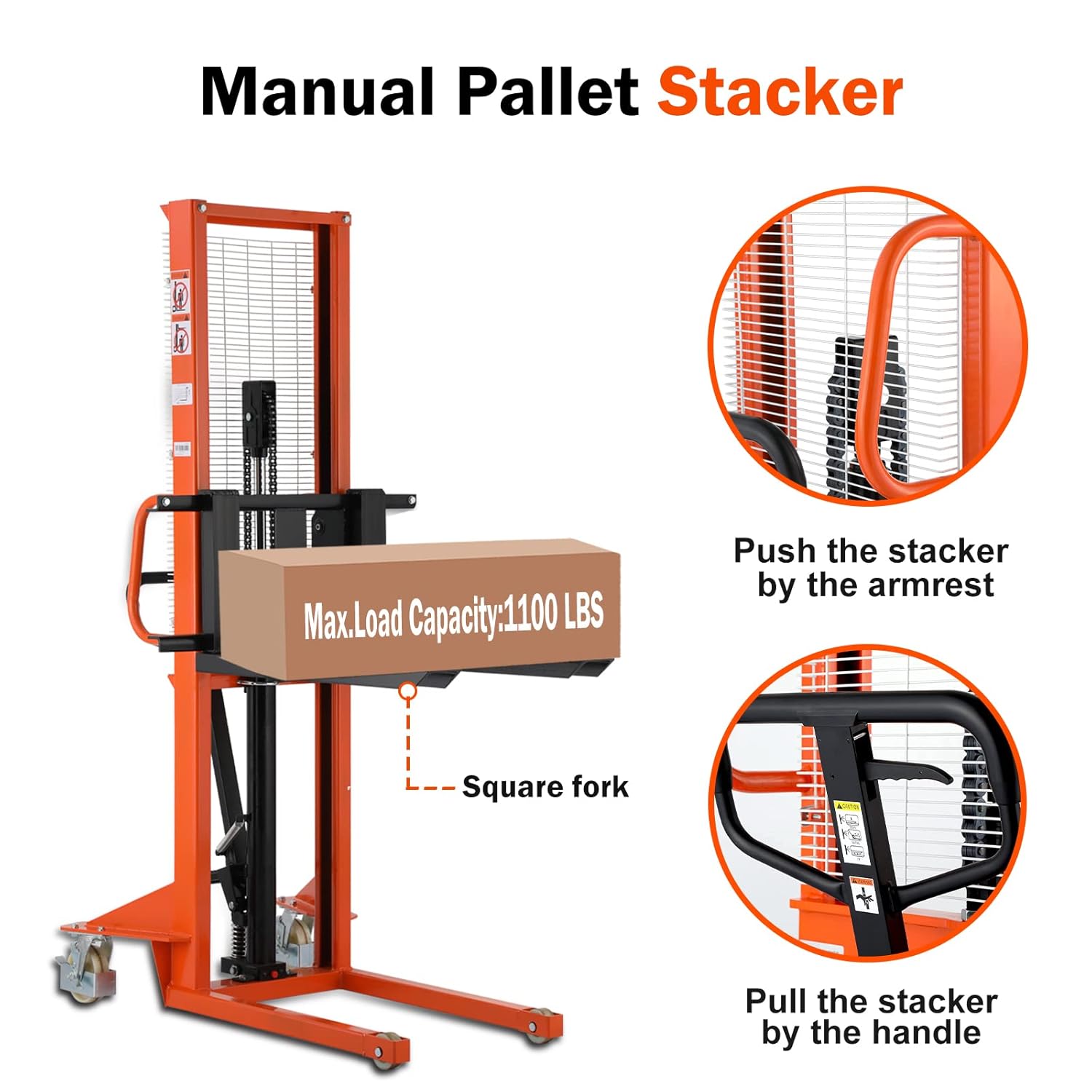 Stacker Kit. Amazon 1100 lbs Manual Pallet Stacker – Adjustable Forks – Fixed Legs – 63
